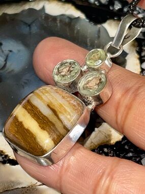 Petite Petrified Wood Crystal Pendant 2”